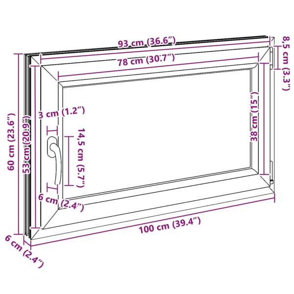 Kellerfenster "RISOR" 100x60 cm Drehkipp DIN Rechts Weiß
