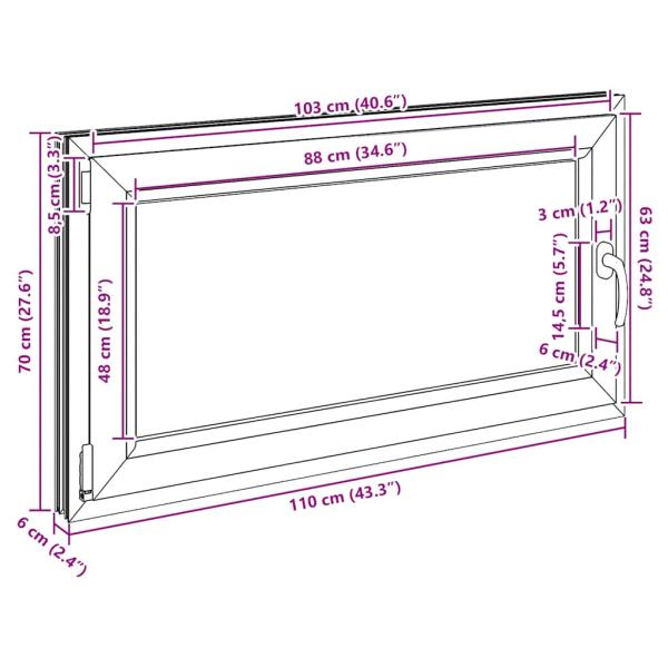Kellerfenster "RISOR" 110x70 cm Drehkipp DIN Links Weiß