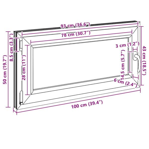Kellerfenster "RISOR" 100x50 cm Drehkipp DIN Links Anthrazit
