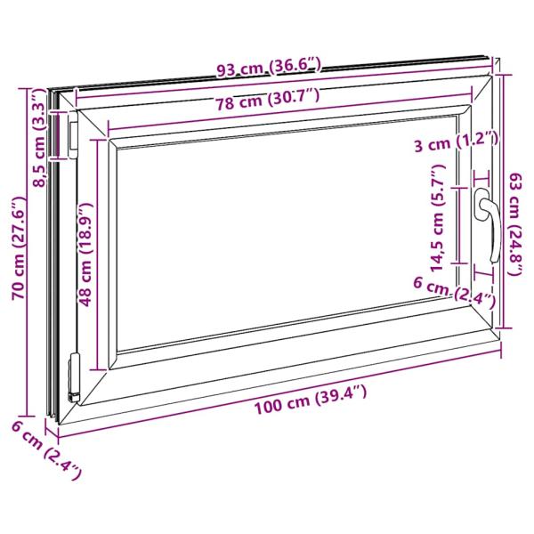 Kellerfenster "RISOR" 100x70 cm Drehkipp DIN Links Anthrazit