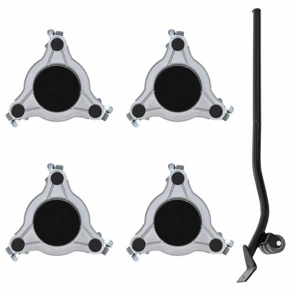 ARDEBO.de - Möbelrollen 4 Stk. mit Heber 19x17,5x6 cm Stahl 1000 kg