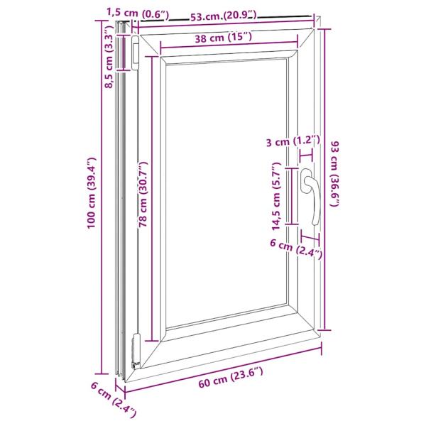 Kellerfenster "RISOR" 60x100 cm Drehkipp DIN Links Weiß