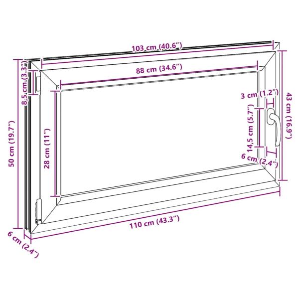Kellerfenster "RISOR" 110x50 cm Drehkipp DIN Links Anthrazit