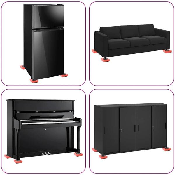 Möbelrollen 8 Stück mit Hebern Rot 9,8x7,5x3 cm 150 kg