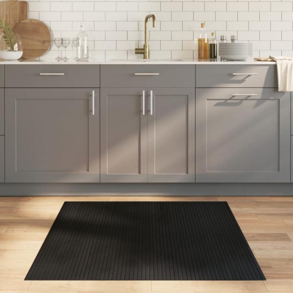 ARDEBO.de - Teppich Rechteckig Schwarz 100x100 cm Bambus