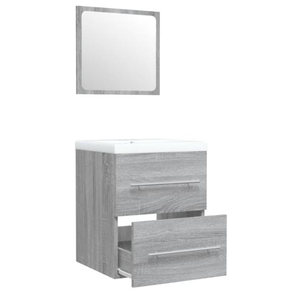 Waschbeckenschrank mit Einbaubecken Grau Sonoma Holzwerkstoff