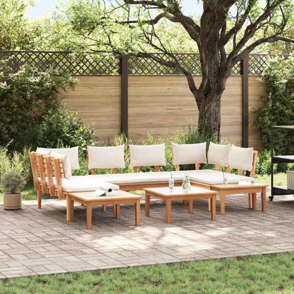 ARDEBO.de - 4-teiliges Gartenbank Set mit Kissen aus massivem Teakholz, 2-teiliges Gartenbank Set aus massivem Teakholz