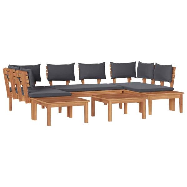 4-teiliges Gartenbank Set mit Kissen aus massivem Teakholz, 2-teiliges Gartenbank Set aus massivem Teakholz