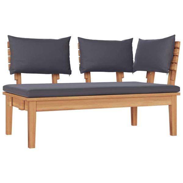 4-teiliges Gartenbank Set mit Kissen aus massivem Teakholz, 2-teiliges Gartenbank Set aus massivem Teakholz