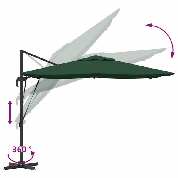 Freischwingender Roma-Parasol Grün 286x285x265 cm Aluminium