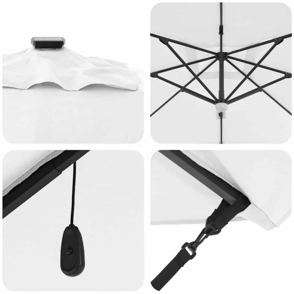 Freischwinger Roma Sonnenschirm mit LEDs Sand 286x285x270 cm Aluminium