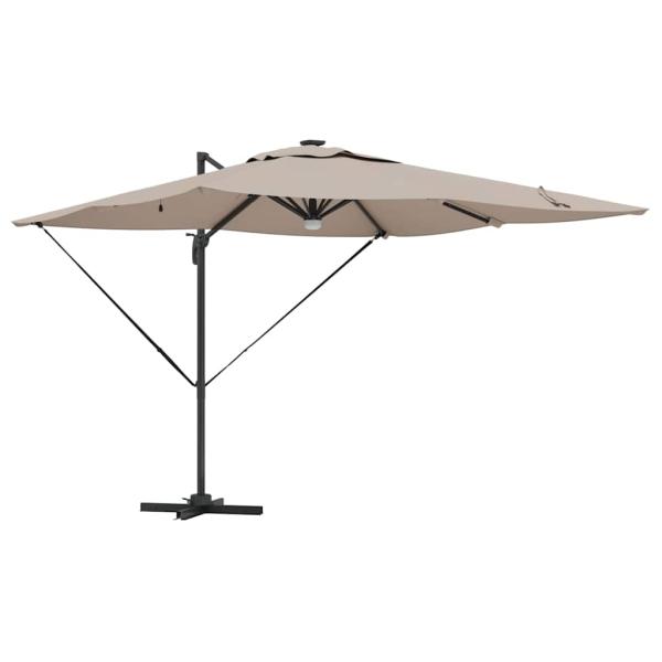 Freischwinger Roma-Parasol mit LEDs Taupe 286x285x270 cm Aluminium