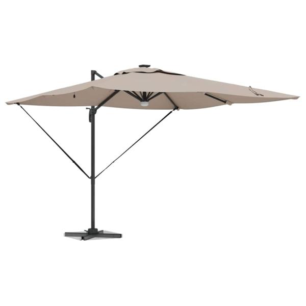 Freischwinger Roma-Parasol mit LEDs Taupe 286x285x270 cm Aluminium