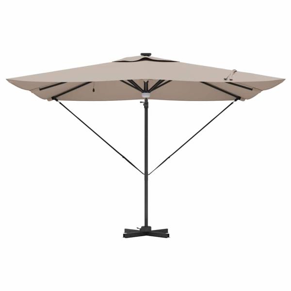 Freischwinger Roma-Parasol mit LEDs Taupe 286x285x270 cm Aluminium