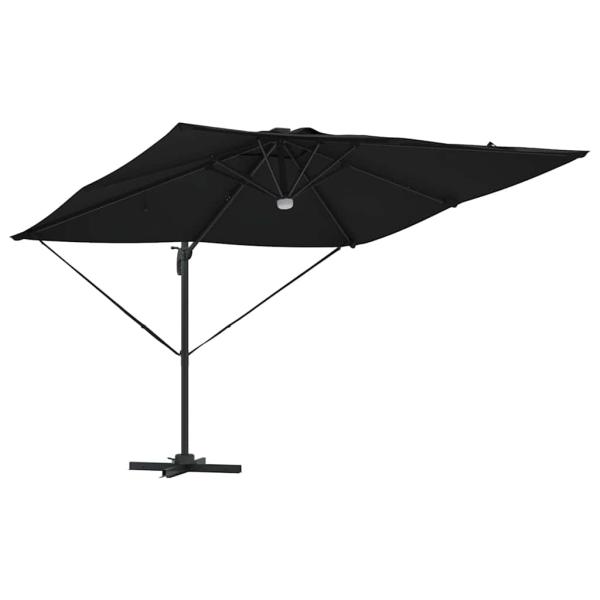 ARDEBO.de - Freischwinger Roma Sonnenschirm mit LEDs Schwarz 286x285x270 cm Aluminium