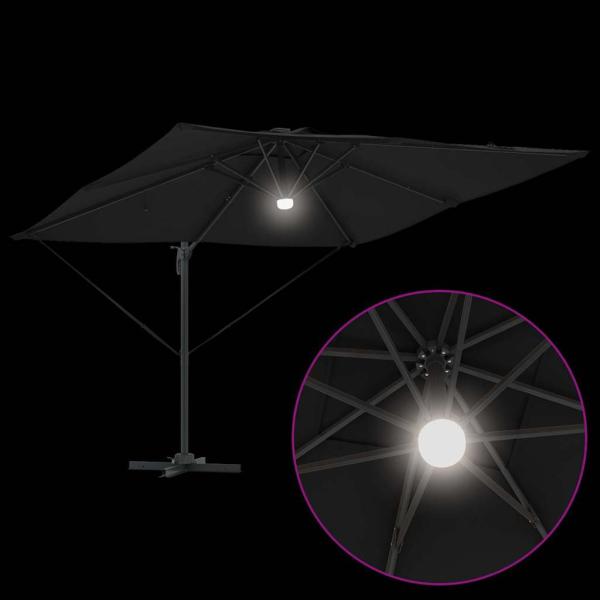 Freischwinger Roma Sonnenschirm mit LEDs Schwarz 286x285x270 cm Aluminium