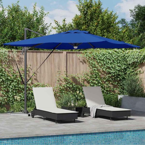 ARDEBO.de - Freischwinger Roma Sonnenschirm mit LEDs Azurblau 286x285x270 cm Aluminium