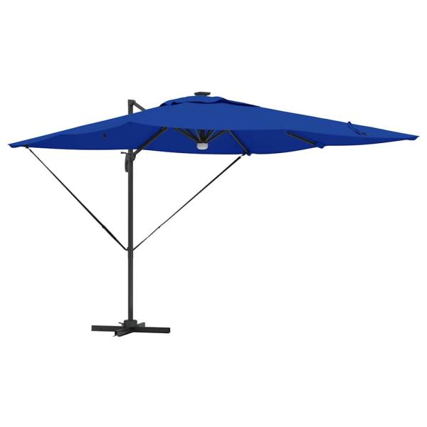 Freischwinger Roma Sonnenschirm mit LEDs Azurblau 286x285x270 cm Aluminium