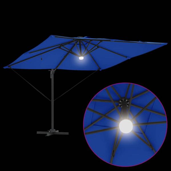 Freischwinger Roma Sonnenschirm mit LEDs Azurblau 286x285x270 cm Aluminium