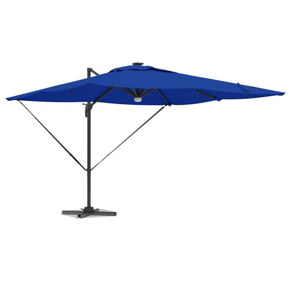 Freischwinger Roma Sonnenschirm mit LEDs Azurblau 286x285x270 cm Aluminium