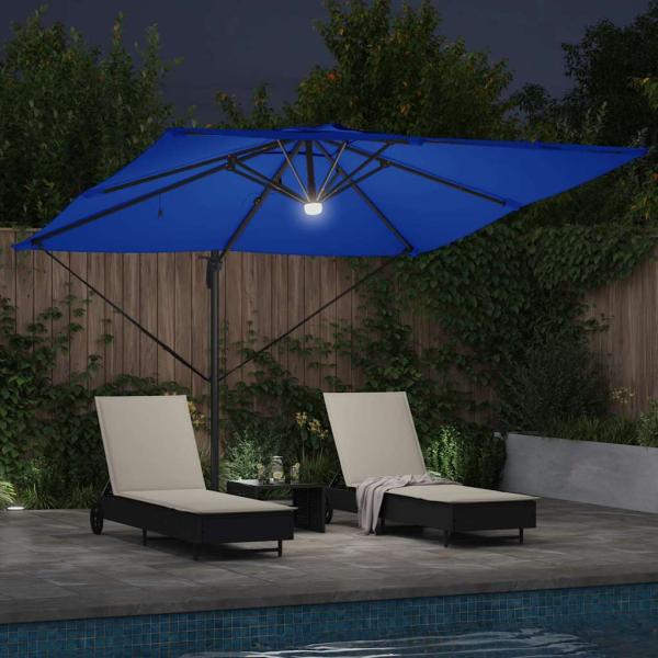 Freischwinger Roma Sonnenschirm mit LEDs Azurblau 286x285x270 cm Aluminium