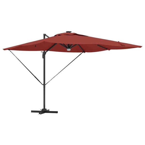Freischwingende Roma-Parasol mit LEDs Terracotta 286x285x270 cm Aluminium
