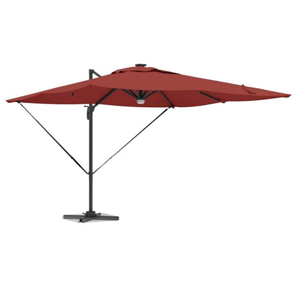 Freischwingende Roma-Parasol mit LEDs Terracotta 286x285x270 cm Aluminium