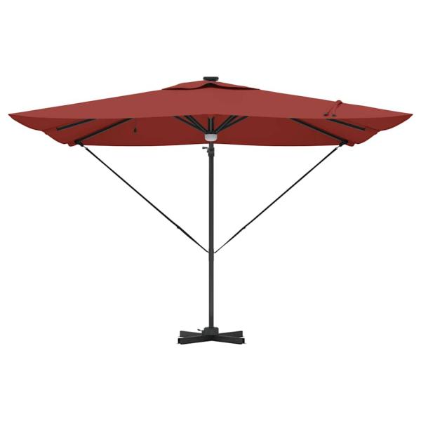 Freischwingende Roma-Parasol mit LEDs Terracotta 286x285x270 cm Aluminium