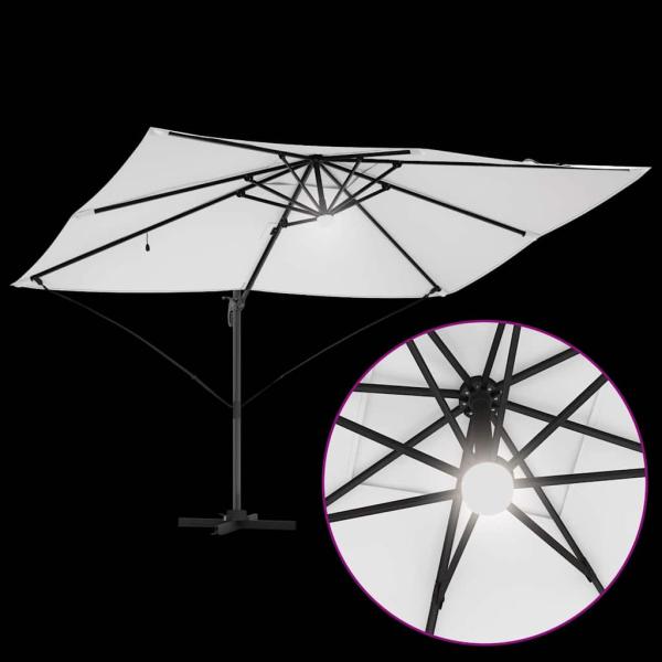 Freischwingender Sonnenschirm Sand Polyester, Aluminium Groß