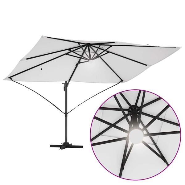 Freischwingender Sonnenschirm Sand Polyester, Aluminium Groß