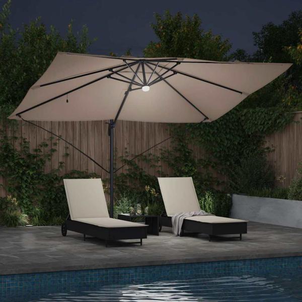 Cantilever Sonnenschirm - Taupe Taupe Stoff Groß Höhenverstellbar
