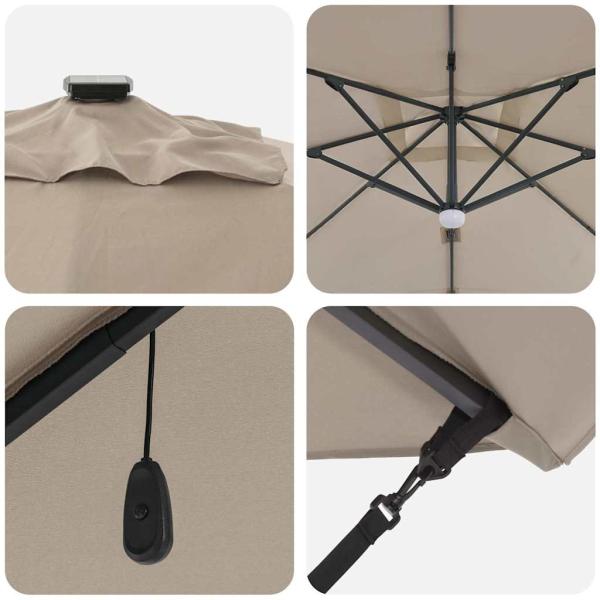 Cantilever Sonnenschirm - Taupe Taupe Stoff Groß Höhenverstellbar