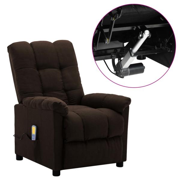 Massagesessel Elektrisch Dunkelbraun Stoff