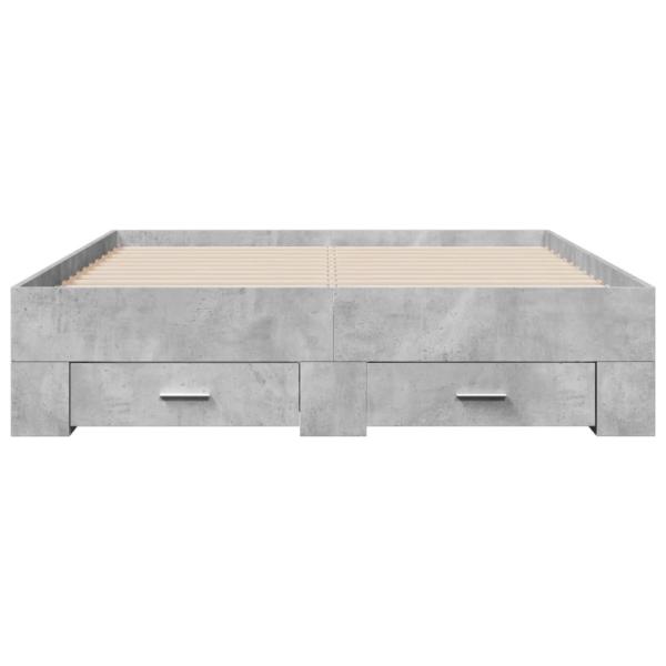 Bettgestell mit Schubladen Betongrau 140x190 cm Holzwerkstoff