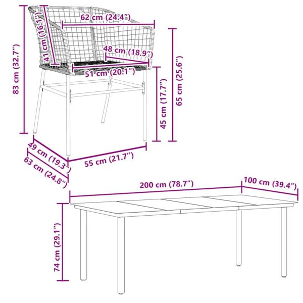 7-teiliges Garten-Esszimmerset Braunes Polyrattanglas