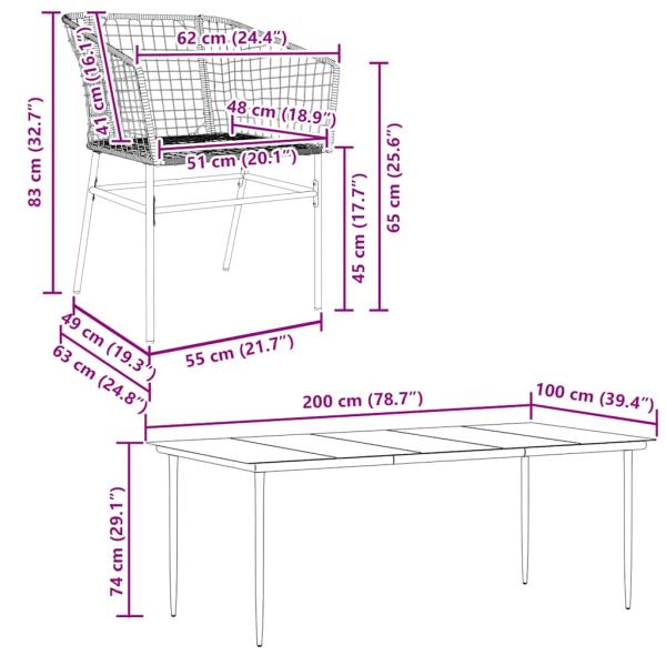 9-teiliges Garten-Esszimmerset Braunes Polyrattanglas