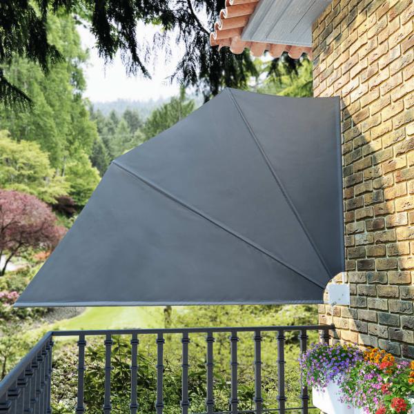 ARDEBO.de - Faltbarer Balkonfächer Grau 160×240 cm
