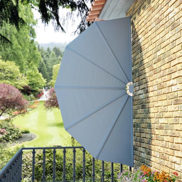 ARDEBO.de - Faltbarer Terrassen-Seitenfächer Grau 160 cm