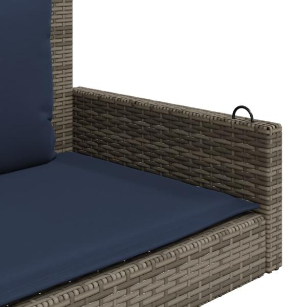 Schaukelbank mit Kissen Grau 119x56x48 cm Poly Rattan