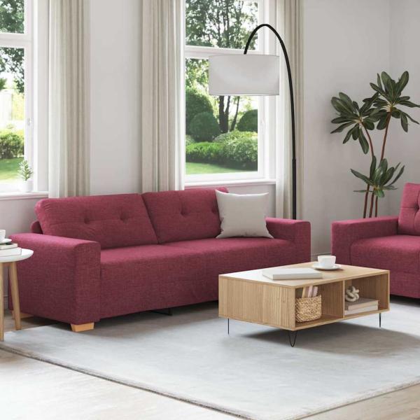 ARDEBO.de - 2-teiliges Sofa Set mit Kissen Weinroter Stoff