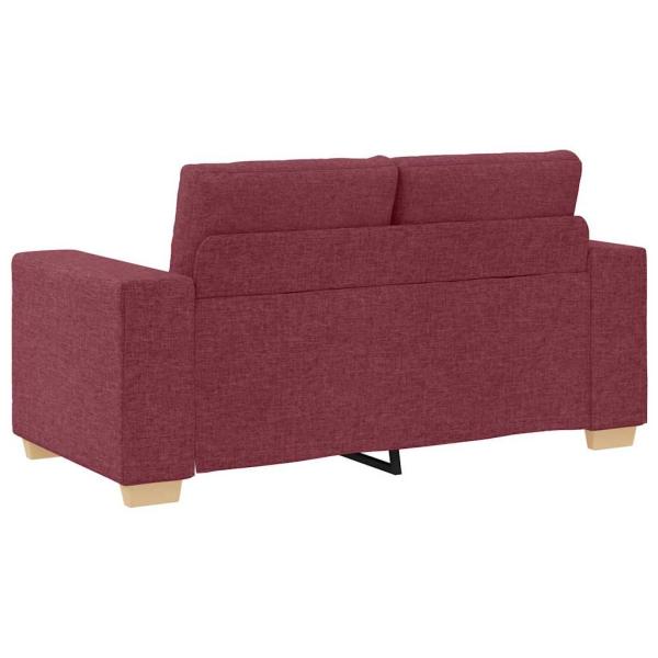 2-teiliges Sofa Set mit Kissen Weinroter Stoff