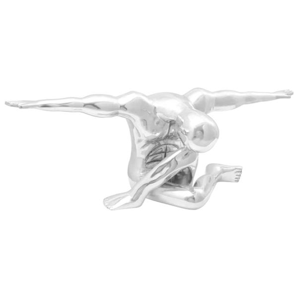 ARDEBO.de - Skulptur Silbern 91,5x32x33 cm Aluminium Dankender Mann