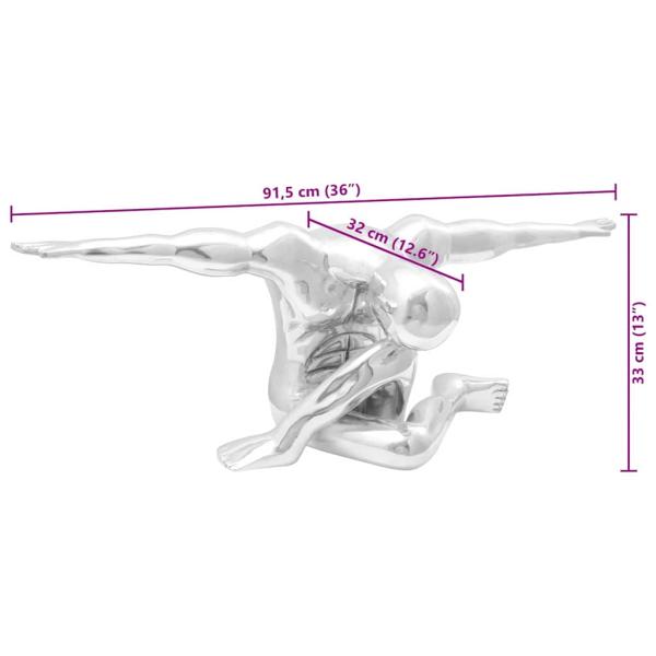Skulptur Silbern 91,5x32x33 cm Aluminium Dankender Mann