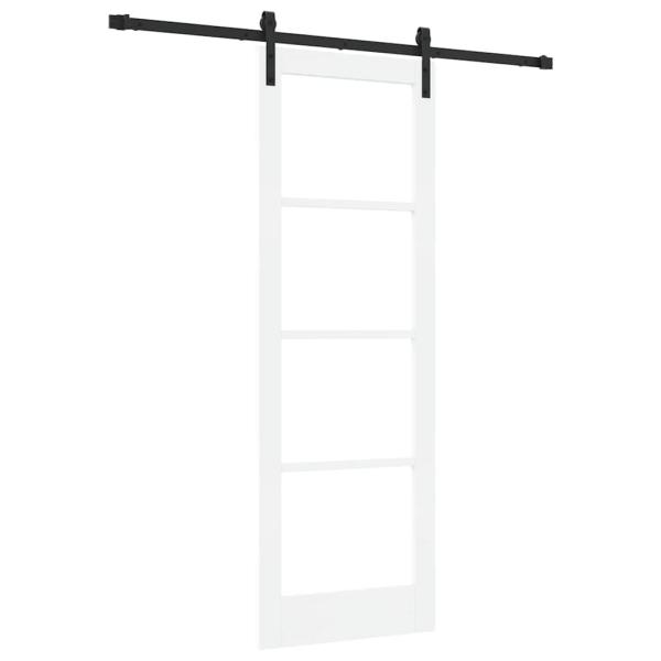 Schiebetür mit Hardware-Set 'ORKDAL'Weiß Massivholz & Glas, Innentür mit Glas 'ORKDAL'Weiß 73.5x211x4 cm