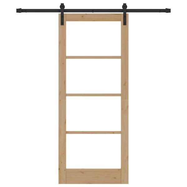 Schiebetür mit Hardware-Set "ORKDAL" aus Massivholz und Glas, Innentür mit Glas "ORKDAL" 83x202x4 cm aus Massivholz Kiefer