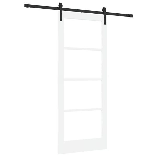 Schiebetür mit Beschlagset 'ORKDAL'Weiße Massivholz & Glas, Innentür mit Glas 'ORKDAL'Weiß 83x202x4 cm