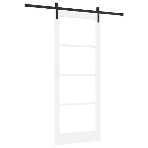 Schiebetür mit Beschlagset "ORKDAL" Weiß Massivholz & Glas, Innentür mit Glas "ORKDAL" Weiß 86x211x4 cm