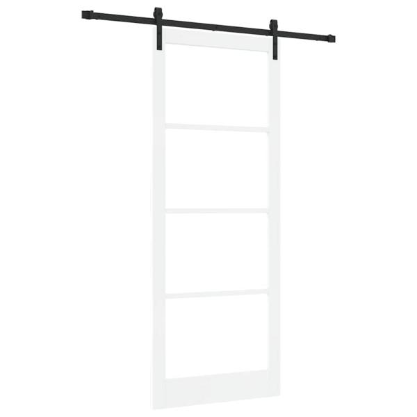 Schiebetür mit Zubehör Set 'ORKDAL'Weiß Massivholz & Glas, Innentür mit Glas 'ORKDAL'Weiß 93x232x4 cm