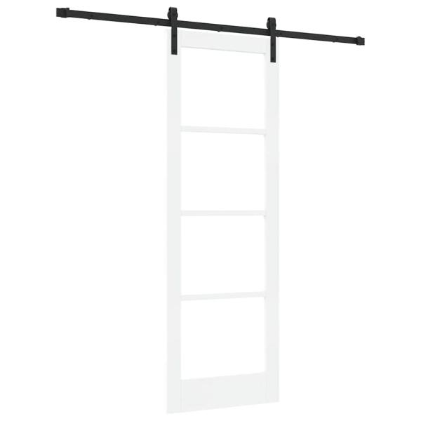Schiebetür mit Beschlagset , ORKDAL, Weiß Massivholz & Glas, Innentür mit Glas "ORKDAL" Weiß 73,5x211x4 cm