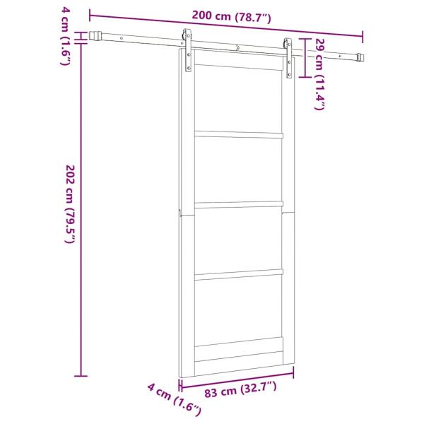Schiebetür mit Hardware-Set 'ORKDAL'aus Massivholz & Glas, Innentür mit Glas 'ORKDAL'83x202x4 cm aus Massivholz Kiefer